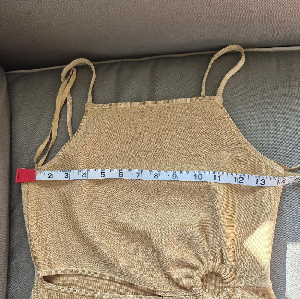 Sandro Paris Dress Aja Midi Beige Orange Ombre Cut Out Stretch Knit Size 38 (6) - Picture 12 of 14